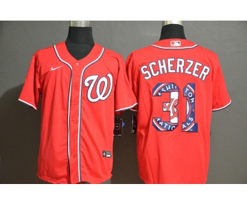 Men's Washington Nationals #31 Max Scherzer Red Team Logo Stitched MLB Cool Base Nike Jersey