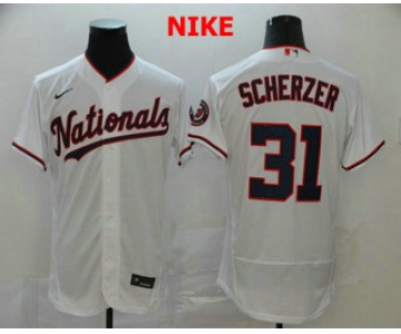 Men's Washington Nationals #31 Max Scherzer White Stitched MLB Flex Base Nike Jersey