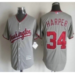 Men's Washington Nationals #34 Bryce Harper Away Gray 2015 MLB Cool Base Jersey