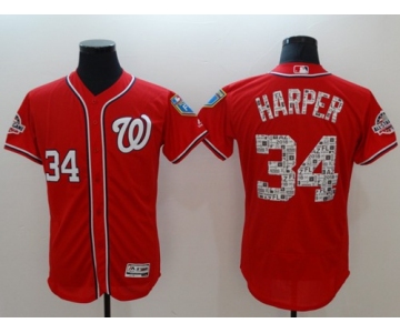 Men's Washington Nationals #34 Bryce Harper Red 2018 Spring Training Authentic Flex Base Stitched MLB Jersey