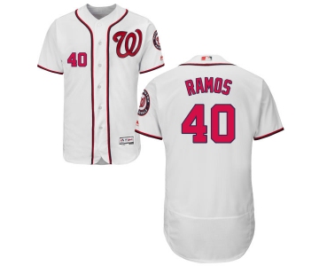 Men's Washington Nationals #40 Wilson Ramos Alternate Scarlet Majestic Home White Flex Base Authentic Collection Baseball Jersey