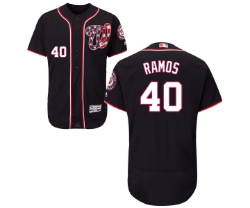 Men's Washington Nationals #40 Wilson Ramos Majestic Navy Blue Flex Base Authentic Collection Baseball Jersey