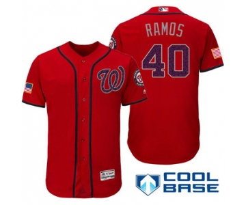 Men's Washington Nationals #40 Wilson Ramos Red Stars & Stripes Fashion Independence Day Stitched MLB Majestic Cool Base Jersey