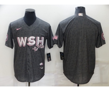 Men's Washington Nationals Blank 2022 Grey City Connect Cherry Blossom Cool Base Stitched Jersey