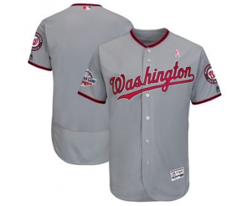 Men's Washington Nationals Majestic Blank Gray 2018 Mother's Day Road Flex Base Team Jersey