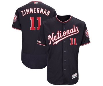 Washington Nationals #11 Ryan Zimmerman Majestic Alternate Authentic Collection Flex Base Player Navy Jersey