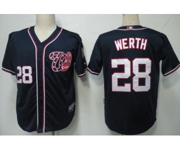 Washington Nationals #28 Jayson Werth Navy Blue Jersey