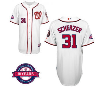 Washington Nationals #31 Max Scherzer White 10TH Jersey