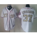 Washington Nationals #37 Stephen Strasburg White With Camo Jersey