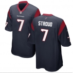 Mens Womens Kids Youth Houston Texans #7 C.J. Stroud Blue 2023 Draft First Round Pick Game Jersey