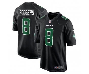 Mens Womens Kids Youth New York Jets #8 Aaron Rodgers Black Fashion Game Jersey