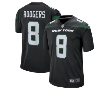 Mens Womens Kids Youth New York Jets #8 Aaron Rodgers Gotham Black Game Jersey