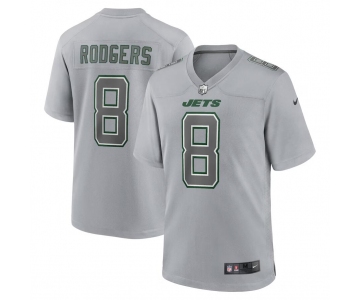 Mens Womens Kids Youth New York Jets #8 Aaron Rodgers Heather Gray Atmosphere Fashion Game Jersey