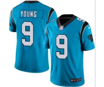 Mens Womens Youth Kids Carolina Panthers #9 Bryce Young Blue 2023 Draft Vapor Limited Stitched Football Jersey